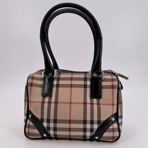 Vintage Y2K Burberry Chester House Check Coated Canvas Bowling Bag Satchel FLAWS
